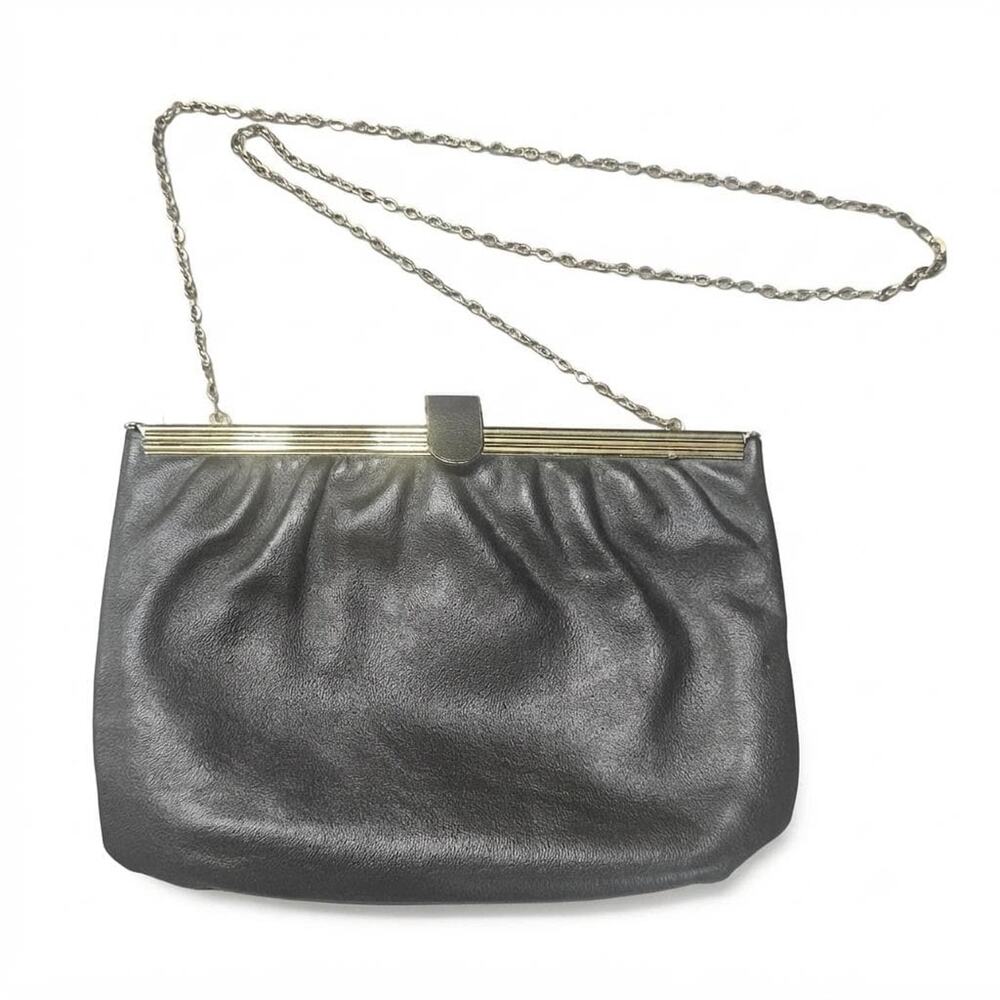 Vintage 1960s Etra Chocolate Brown Leather Convertible Frame Clutch